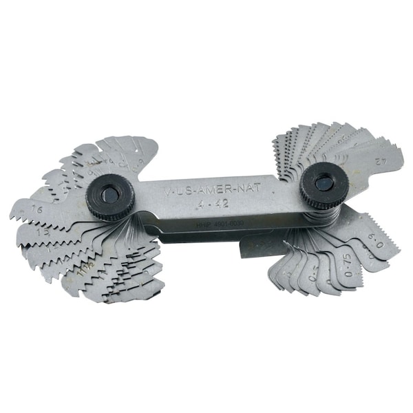 H & H Industrial Products 55 Piece 4-42 & .25-6mm TPI 60 Degree Screw Pitch Gage 4901-0030 - main